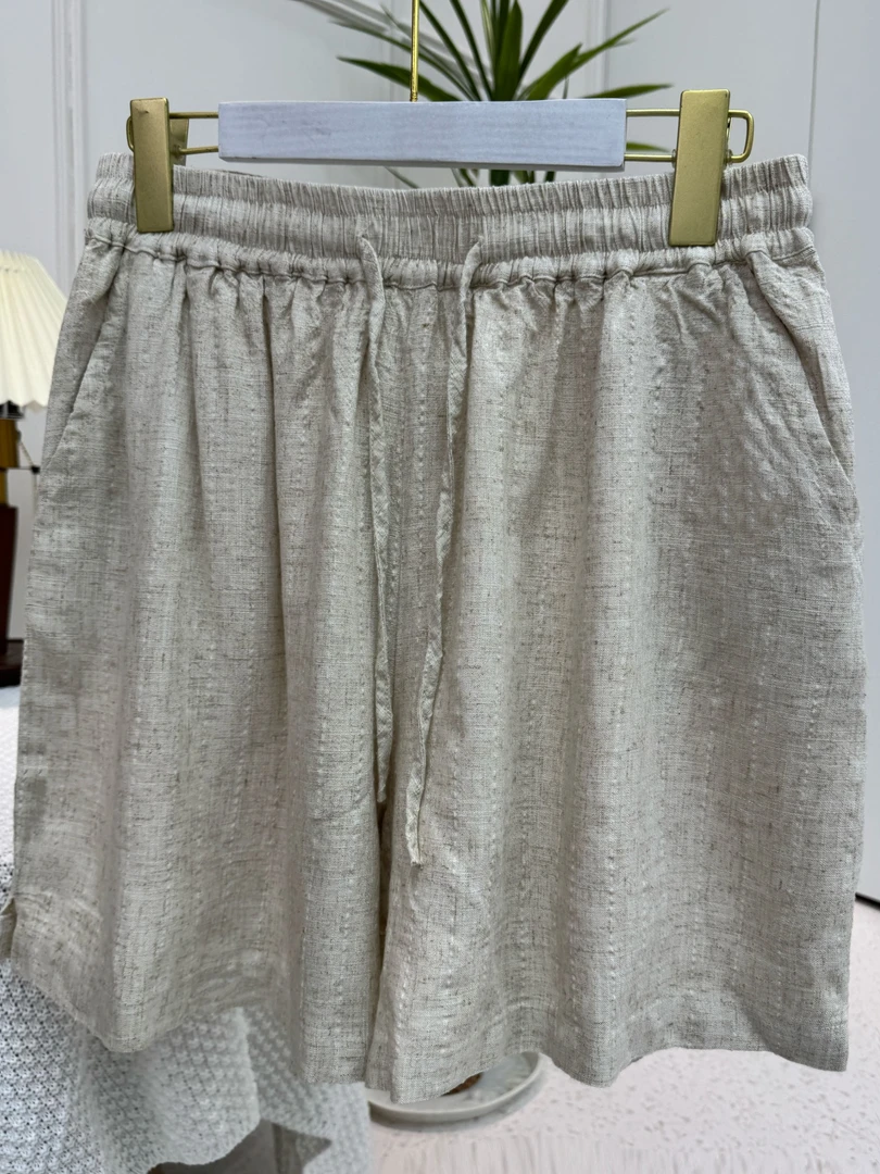 （HUAISHU）2025苎麻舒适透气宽松麻短裤女五分裤夏季裤子女