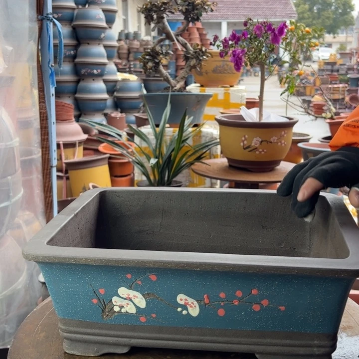 紫砂宜兴紫砂花盆蓝点菜马槽36