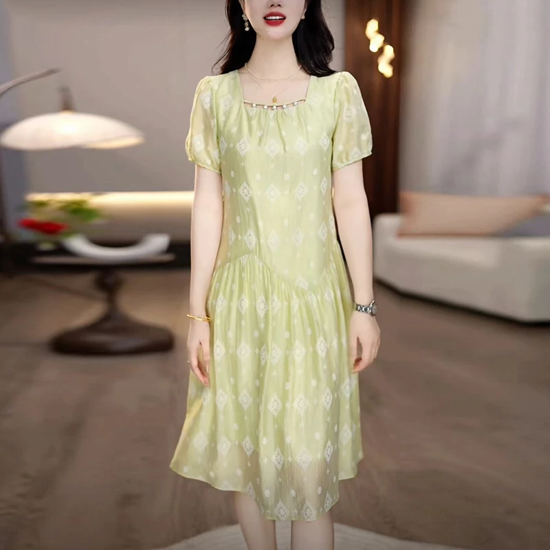 轻奢气质优雅高贵夏季法式裙子女装新款爆款洋气中长款显瘦连衣裙