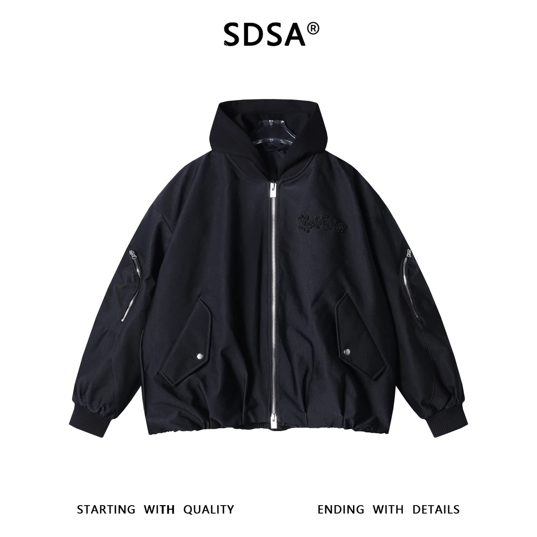 SDSA男士秋冬新款痞帅男装韩版珠子字母连帽羽绒服外套高街风百搭