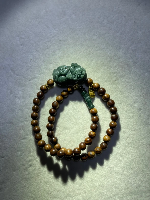 A货天然翡翠貔貅手链多圈