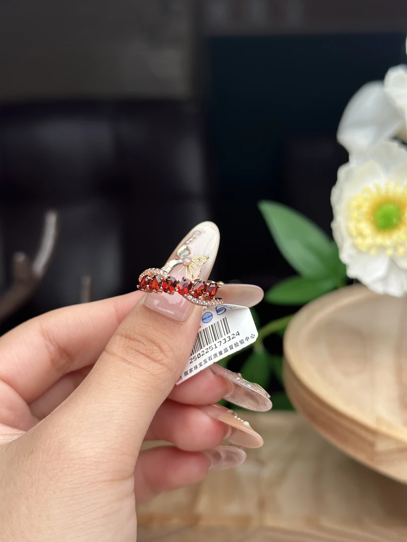 【328】天然石榴石戒指