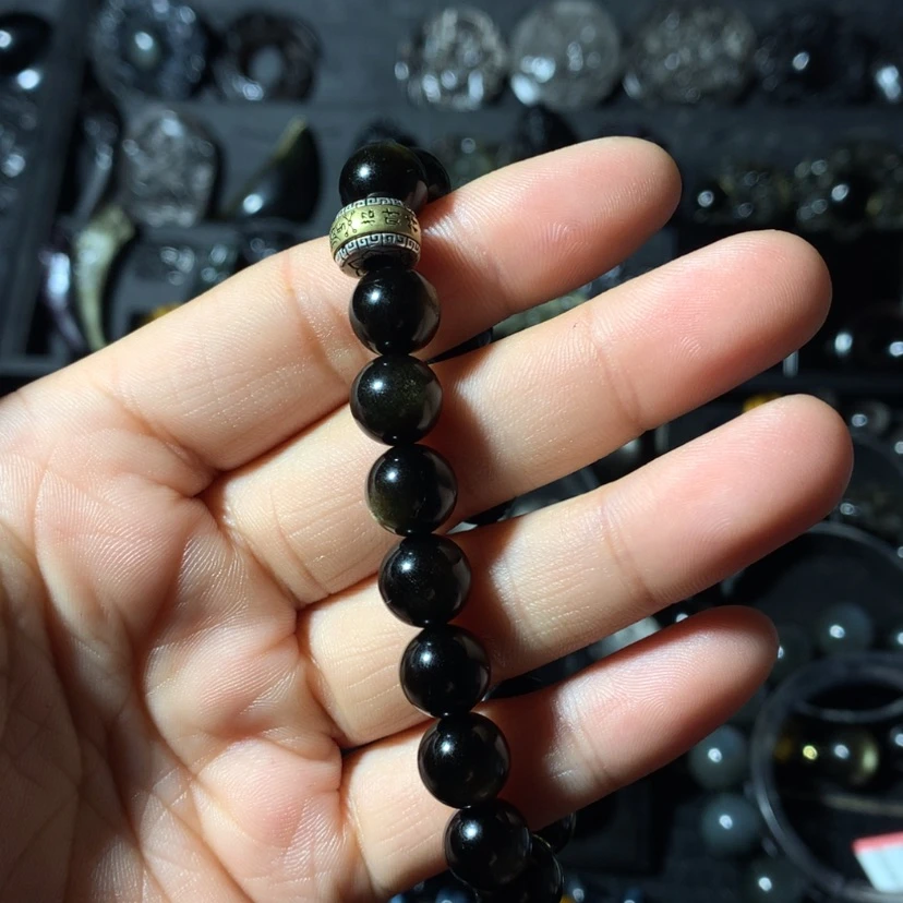 【闪购商品】黑曜岩手串未镶嵌吕**姐