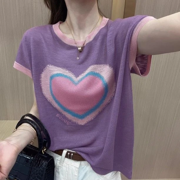 2025超洋气竹节纯棉显瘦t恤女短袖遮肉爆款夏季短款上衣气质百搭
