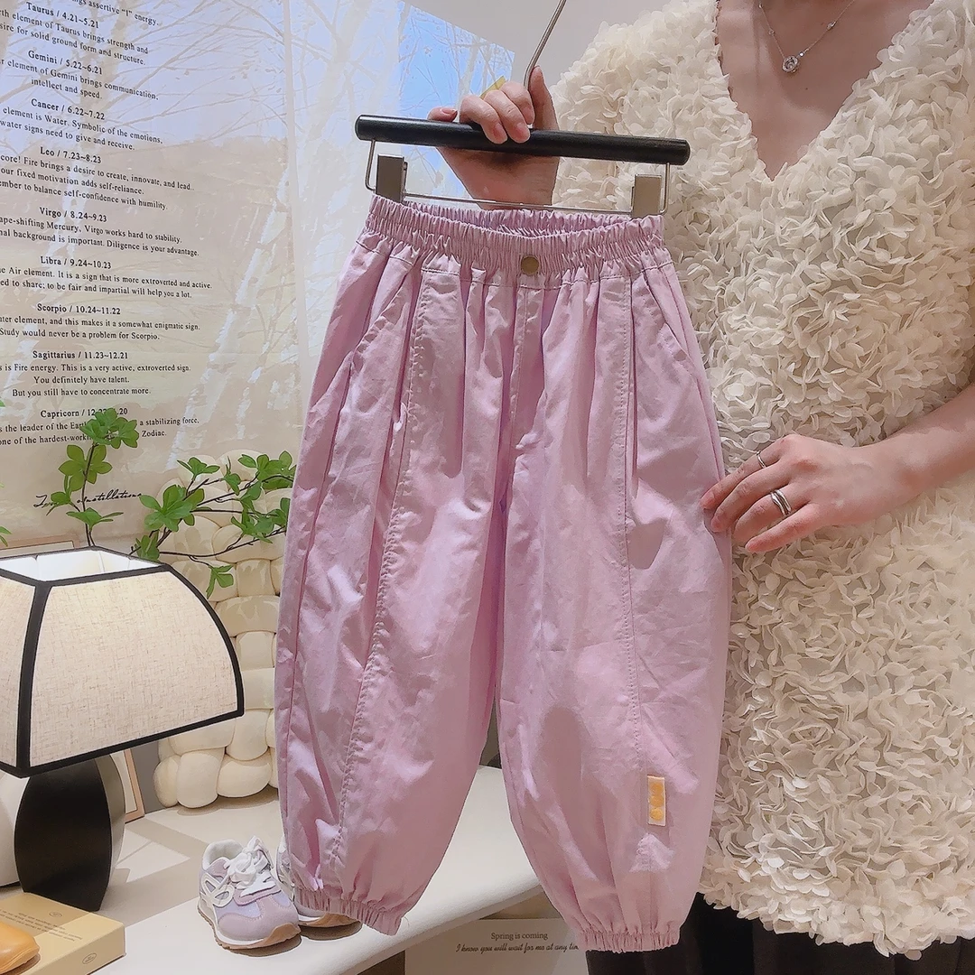 女童纯棉透气休闲裤夏季新款韩版薄款裤子春秋洋气儿童束脚裤