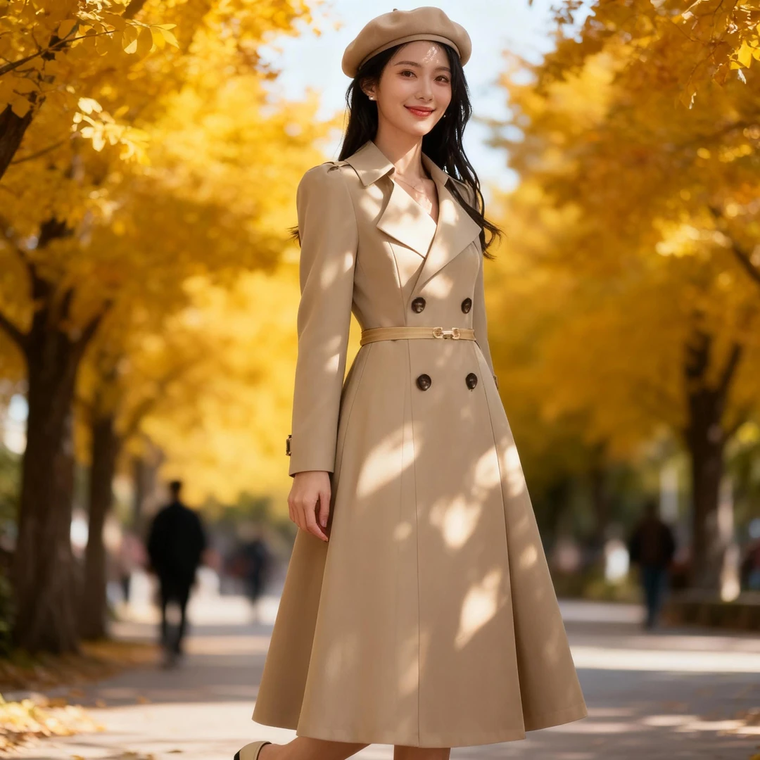 【送腰带】2025秋新款休闲时尚气质翻领通勤百搭女士连衣裙QY0069