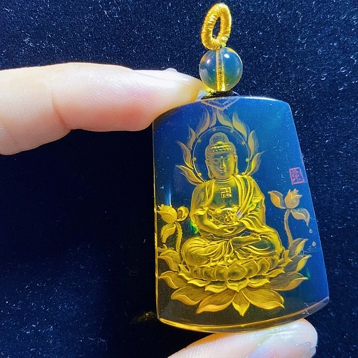 蓝珀未镶嵌珠宝奇石墨西哥蓝珀大日如来