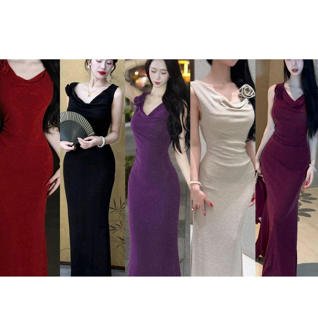 LHMknk1画报夫人原创自制爆闪鱼尾荡领连衣裙 知心姐姐系列合集