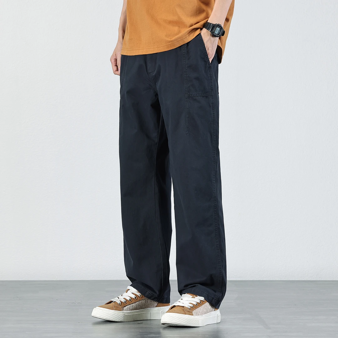 美式潮牌休闲裤男士纯棉防褪色耐磨直筒长裤宽松大码垂感拖地裤子