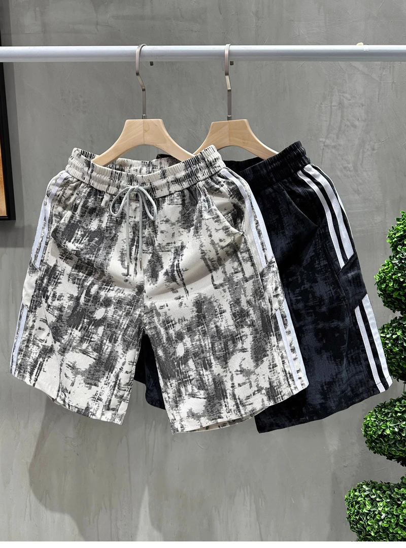 2025夏季新款潮流扎染宽松休闲短裤男潮牌青少年运动五分裤潮流