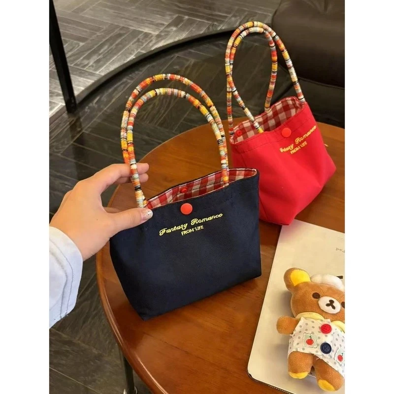 便携牛仔小包包手拎复古小收纳包耐脏精致实用外出手提包百搭V433