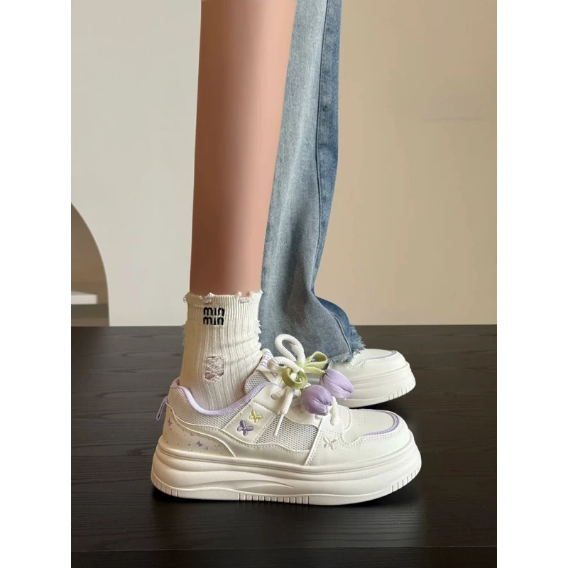 人本原创小众鞋子女款夏薄款透气网面小白鞋2025新款百搭学生板鞋