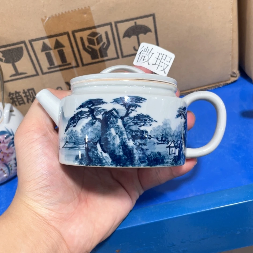 釉下彩纯手绘有瑕
