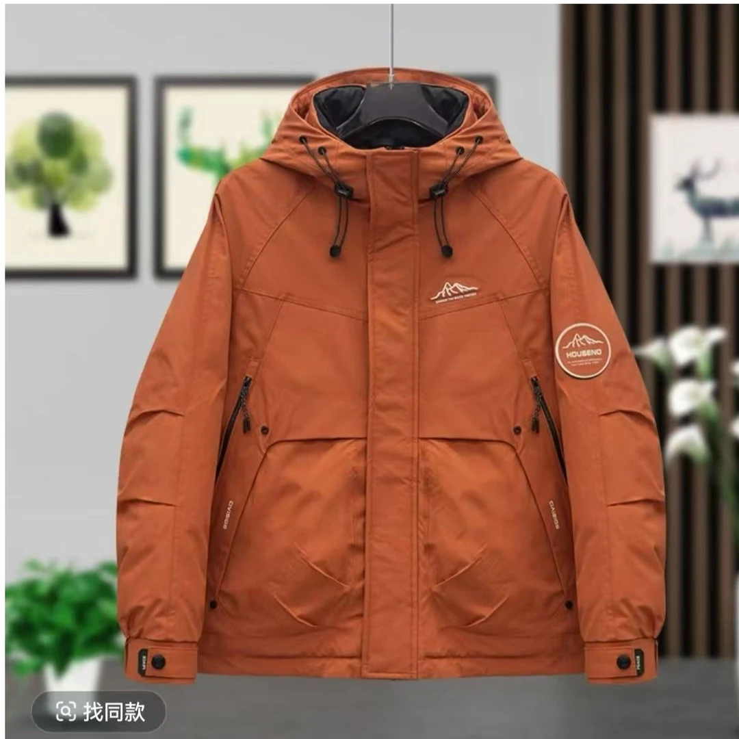 羽 男款冬季保暖加厚男女同款连帽情侣款冲锋衣外套运动时尚