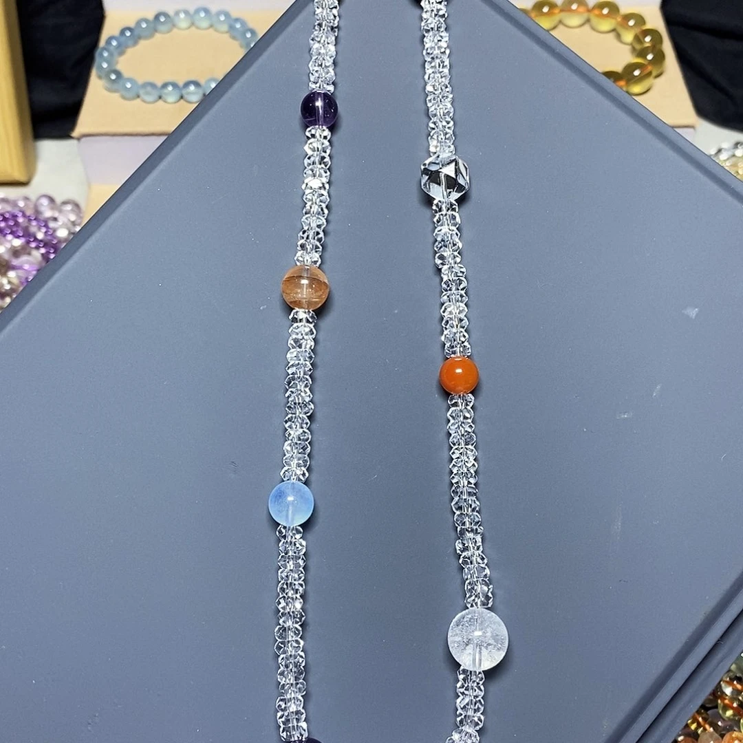 未镶嵌手链水晶白水晶全盘刻面多宝锁骨链