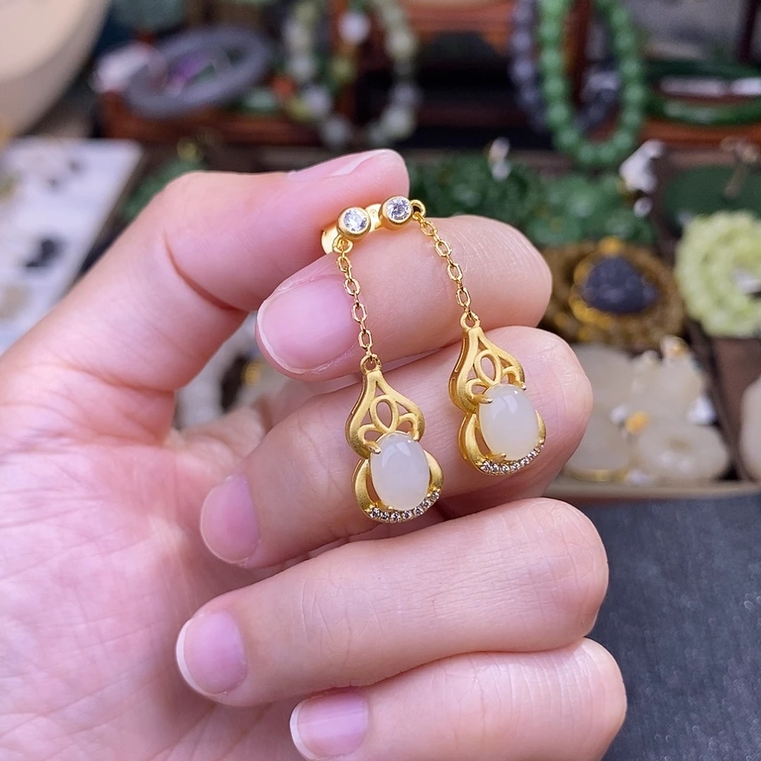 和田玉925.银耳饰清货价未镶嵌