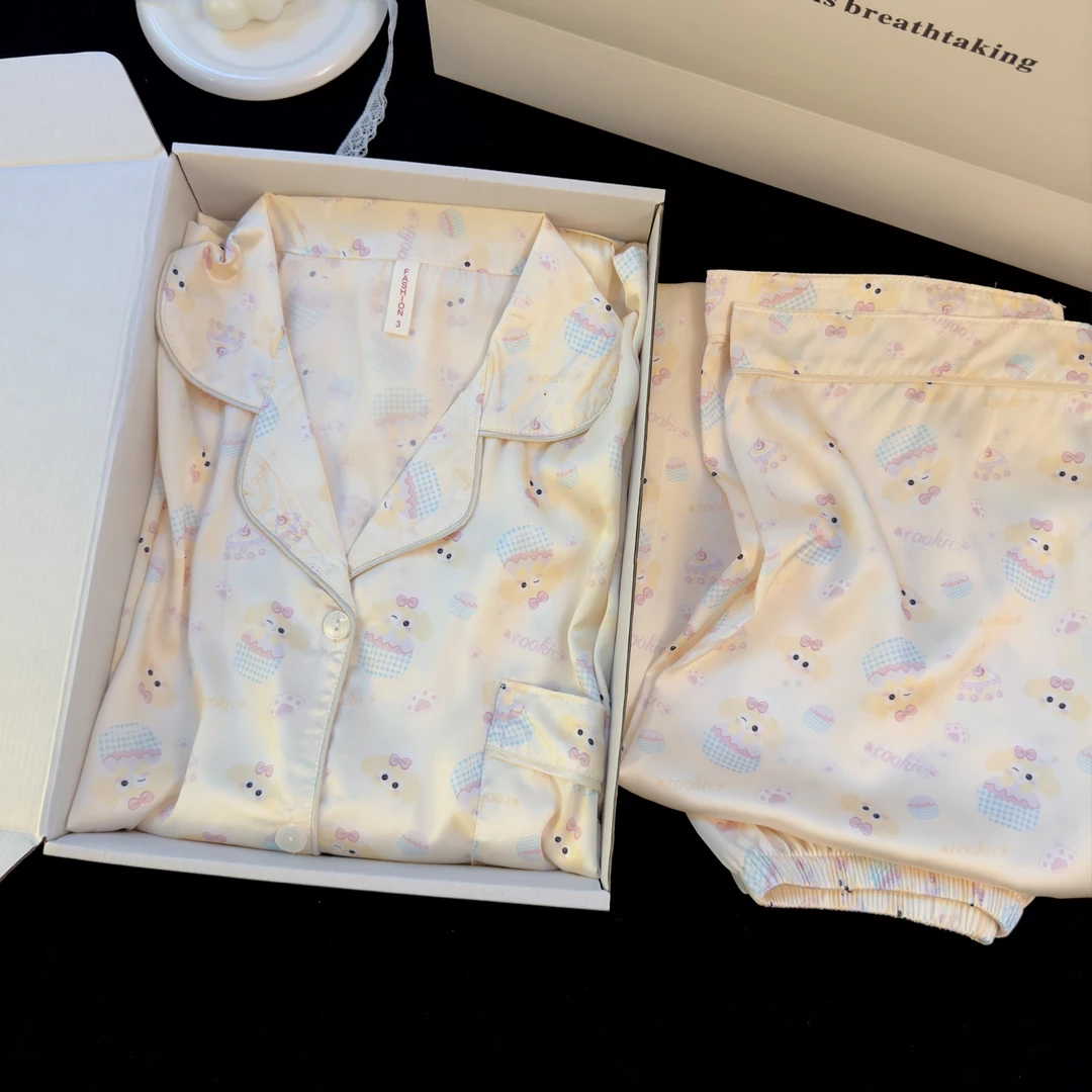 厨师饼饼冰雪丝睡衣女长袖春秋季夏天甜美家居服套装2025年新款