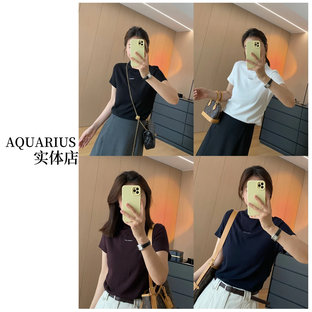 【AQUARIUS 】（高段位）半高领短袖上衣7235