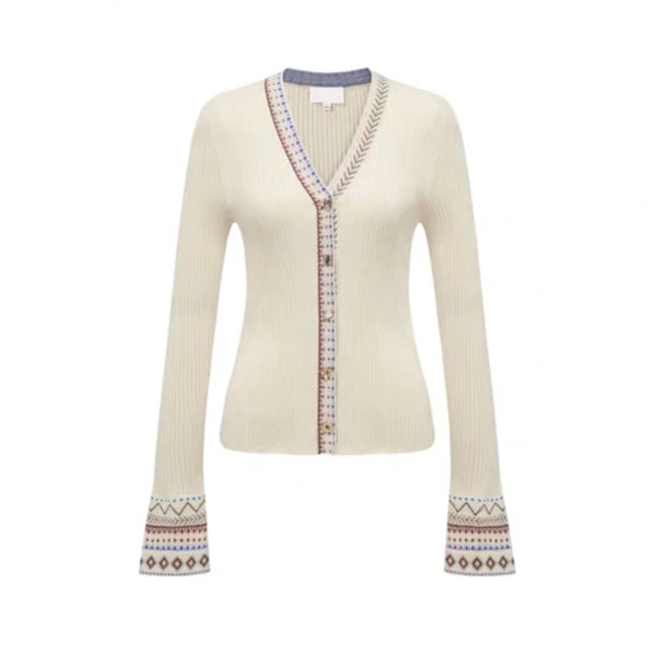 牦牛绒羊毛混纺民族提花针织开衫 9149A