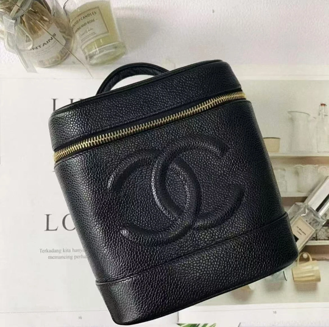 95新 Chanel/香奈儿 GGS香奈儿化妆包黑金荔枝牛皮/71902519