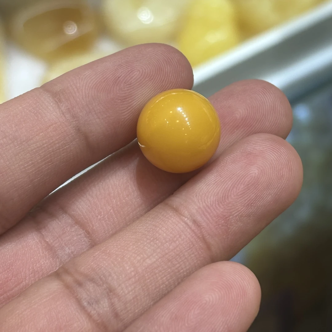 【地主专属】9 G38509-蜜蜡鸡油黄单珠-尺寸15mm左右-