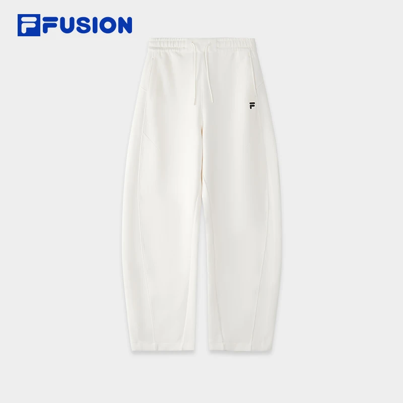Fila斐乐女装新款中腰宽松休闲裤针织时尚运动裤简约潮流弯刀裤
