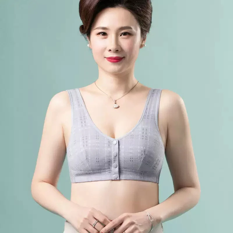 莫代尔棉妈妈文胸美背前扣背心无钢圈超舒适大码2件装