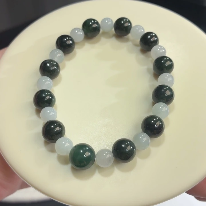 翡翠未镶嵌手链（福利款）墨绿特色卡6.8-9.8