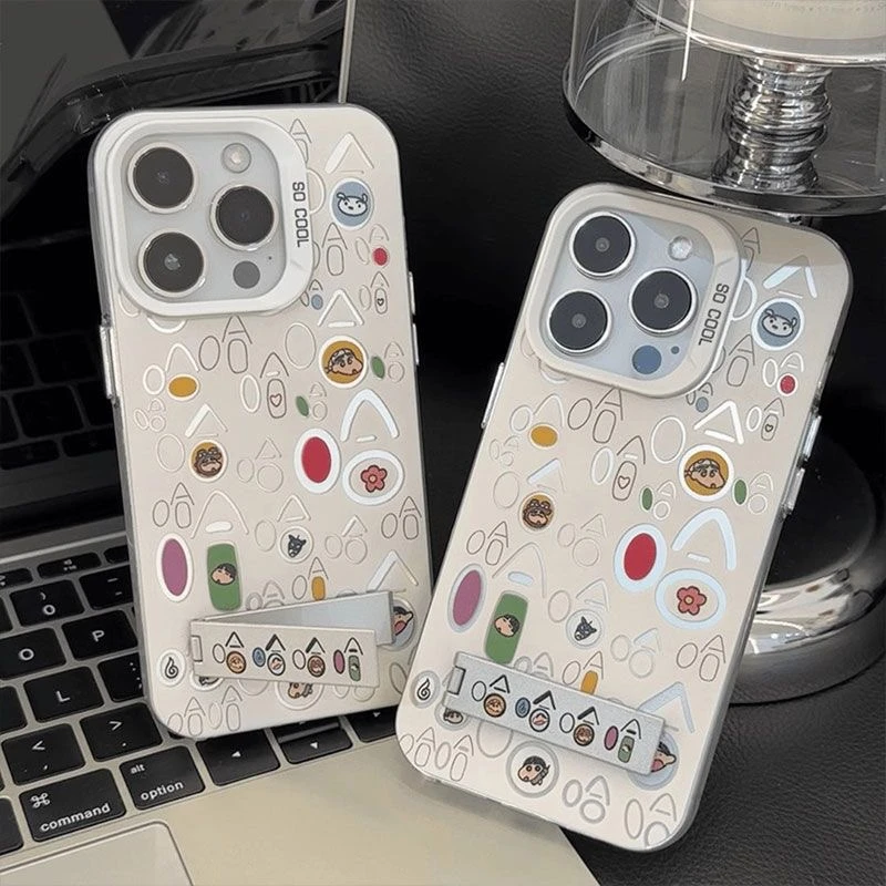 哈哈小新支架手机壳适用iPhone苹果15新款16情侣14镭射1312防摔11