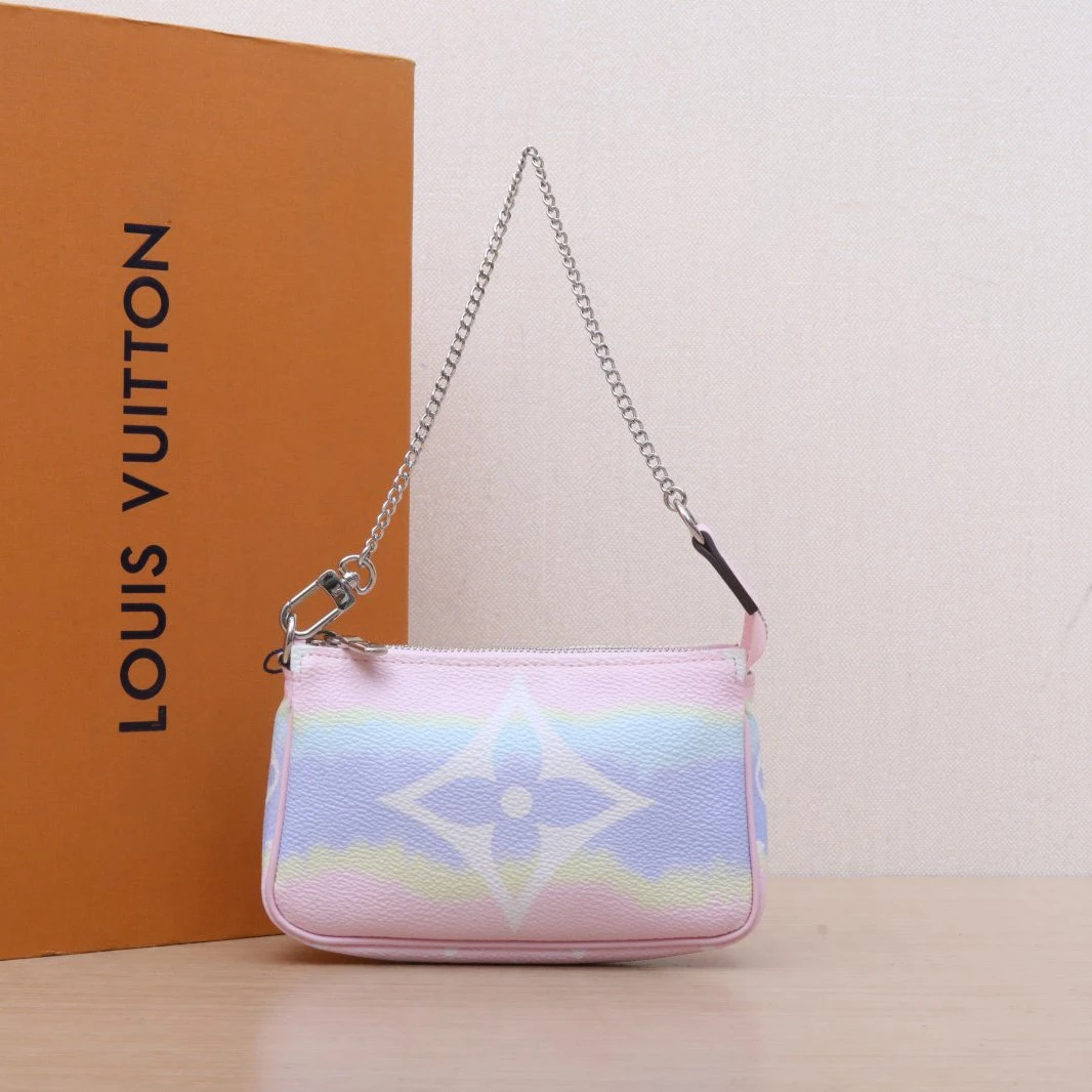 99新 LouisVuitton/路易威登 小花双双 小麻将包 拼色 PVC 2020