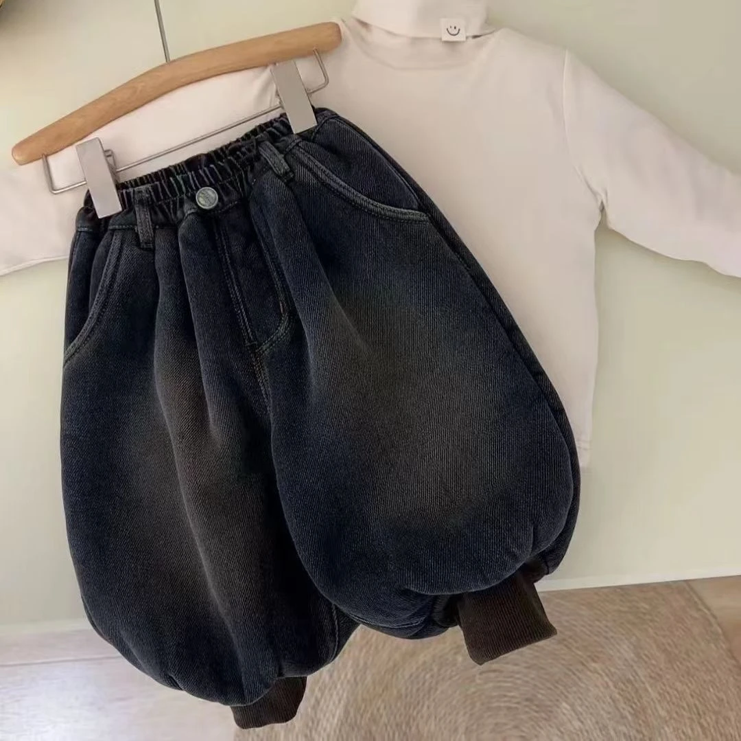 男童牛仔裤春秋款女童春装外穿男宝宝春季薄款男孩直筒裤灯笼裤