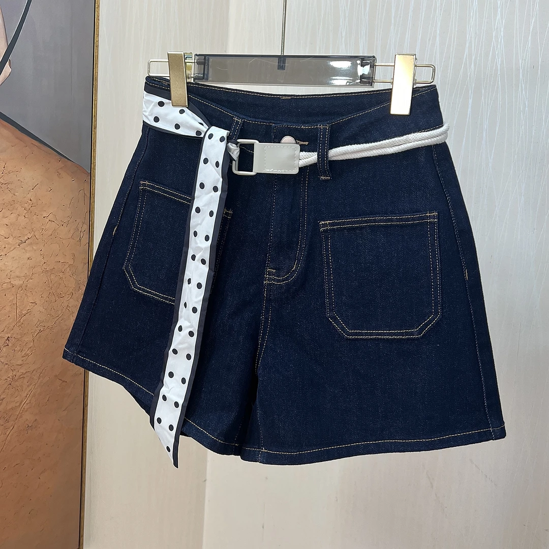 自留！时尚减龄A版显瘦阔腿牛仔短裤女2025年夏季新款小个子显腿长