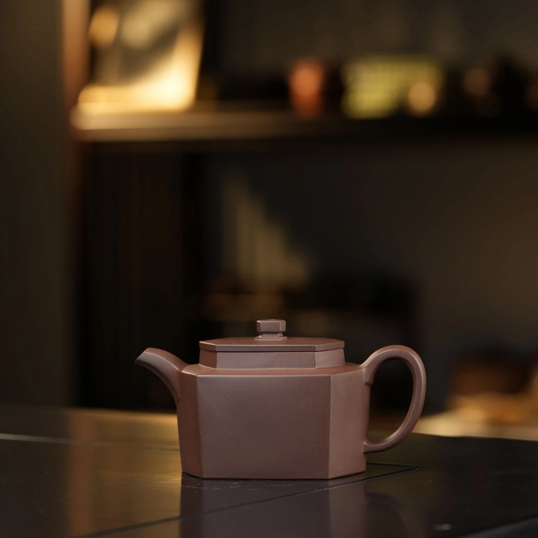 全手工<归朴六方>200cc 黄龙山紫泥  作者金鑫 制紫砂壶