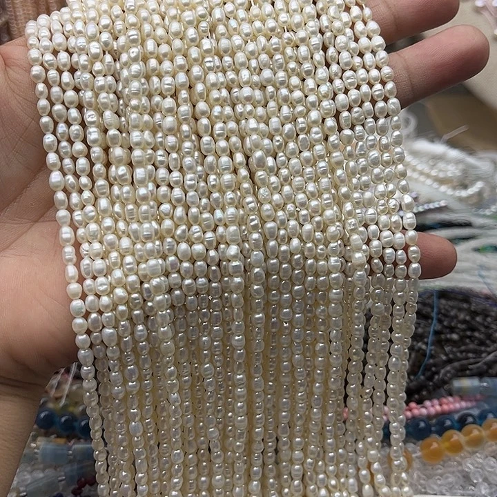 玛瑙/玉髓未镶嵌珠宝半成品一条3mm左右极光米珠珍珠