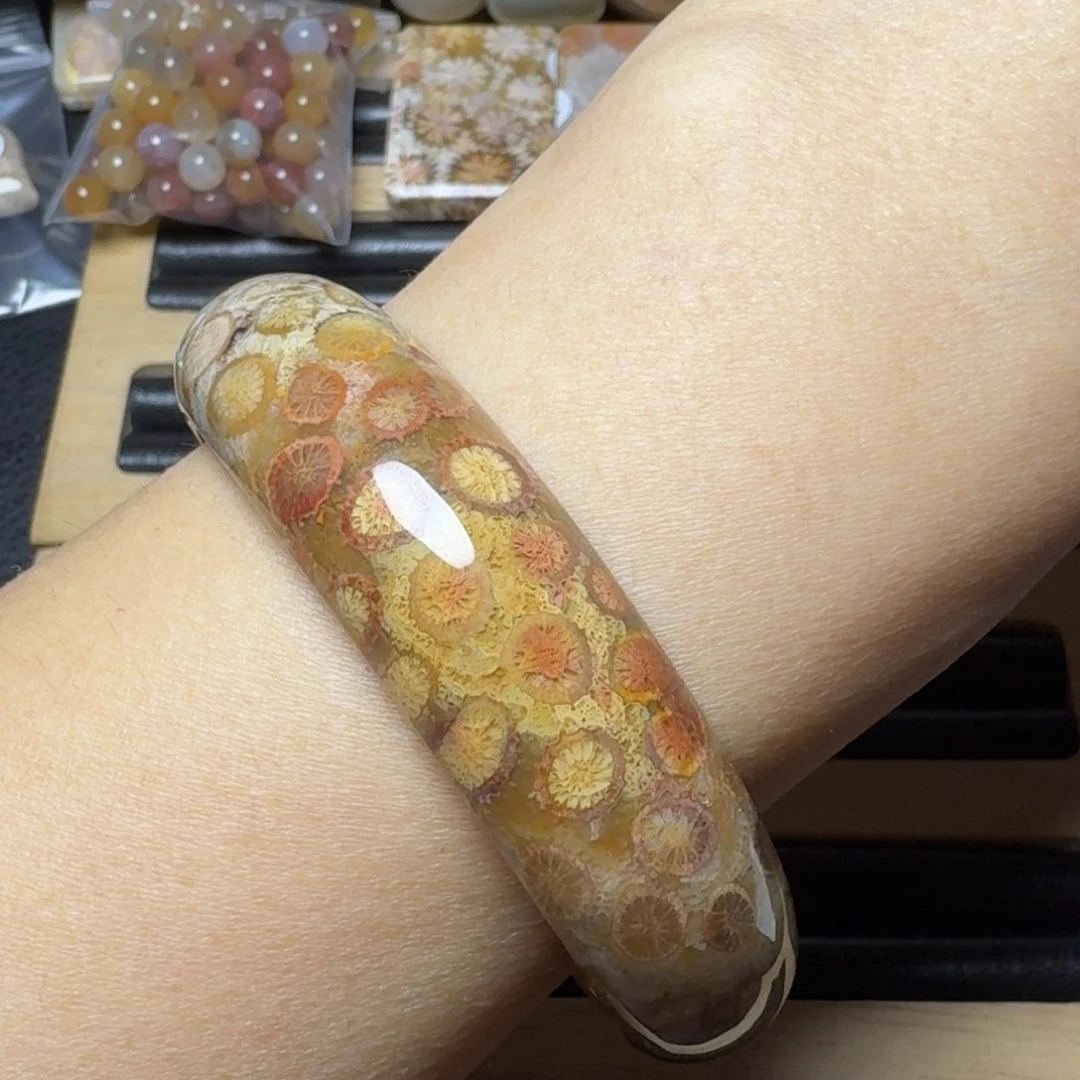 硅化玉57.5彩花未镶嵌