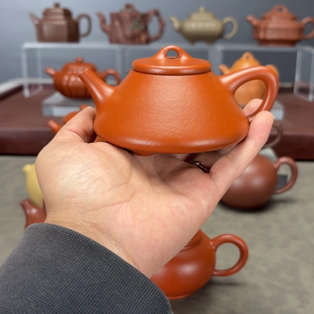 天***道茶壶紫砂子冶石瓢200CC朱泥