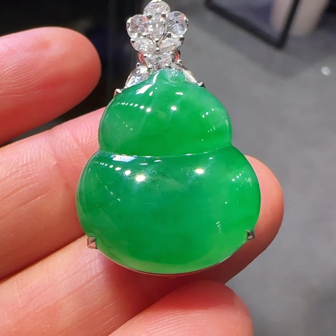 翡翠18K金镶嵌吊坠(不含链)