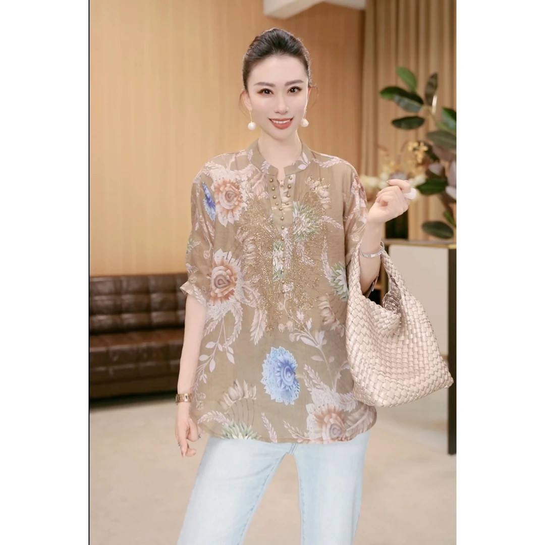 林果&季得 【浪漫成诗】时尚减龄气质百搭女士短袖款T恤