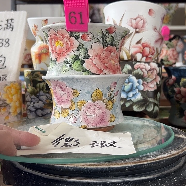 满38包邮 景德镇手绘花盆