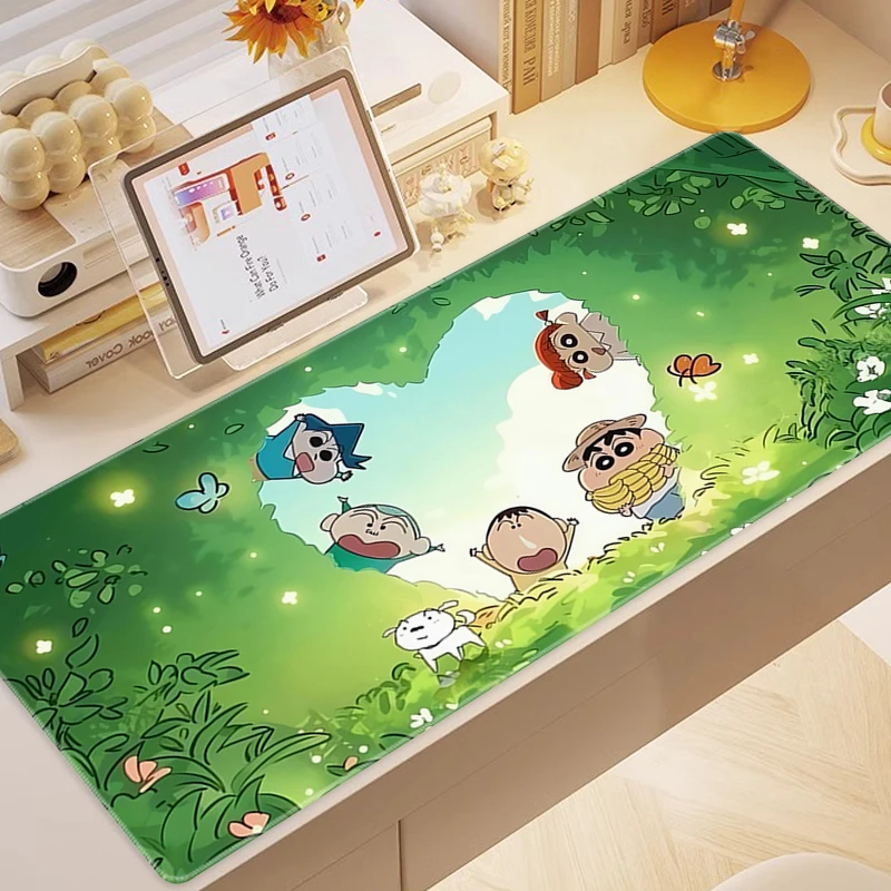 清新绿色蜡笔小新鼠标垫超大卡通可爱办公桌垫子女生宿舍桌搭桌布
