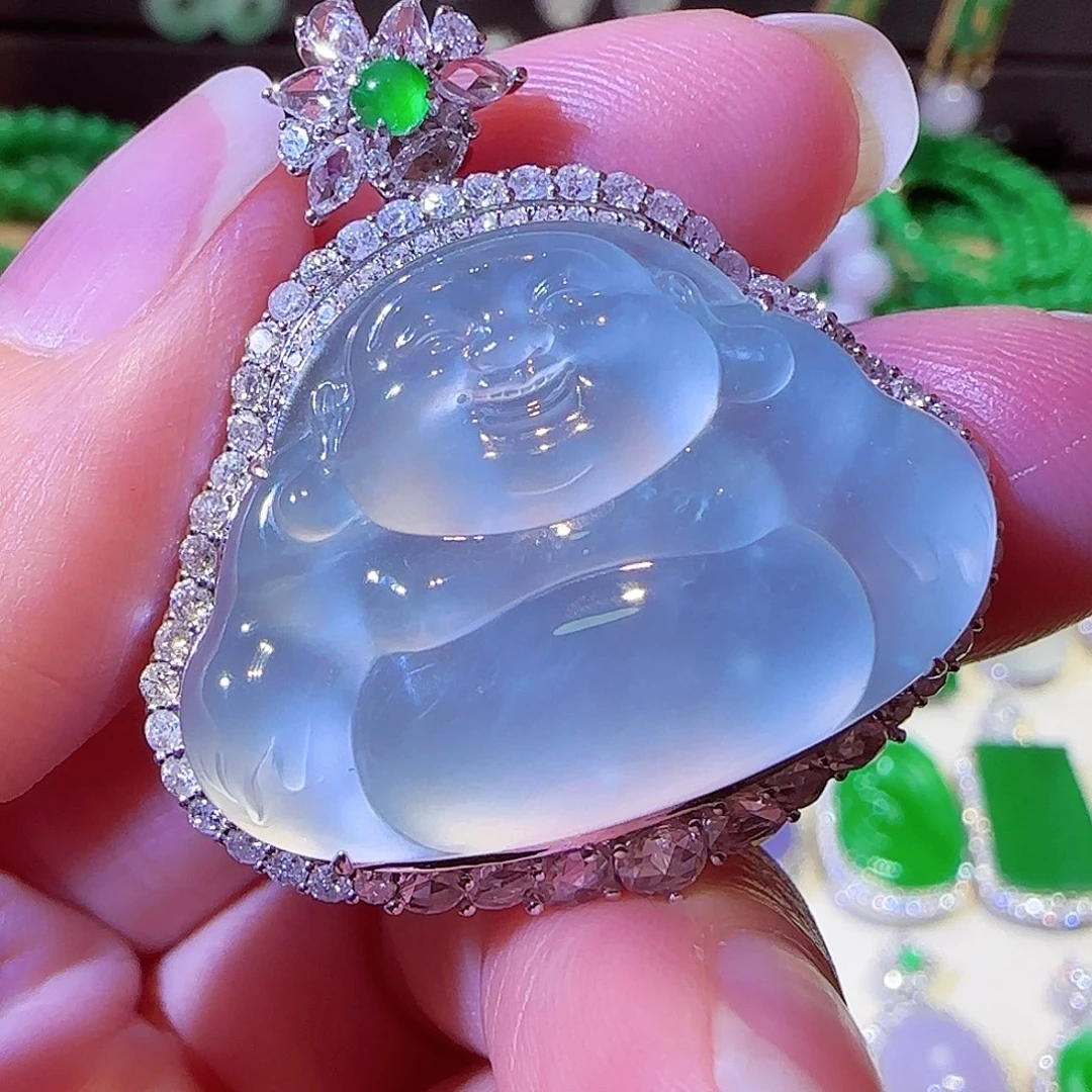 翡翠18K金镶嵌吊坠(赠链)