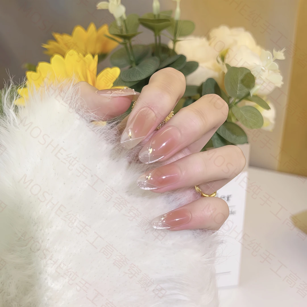 月半弯~纯手工穿戴甲 新款猫眼可反复使用随单赠送工具包