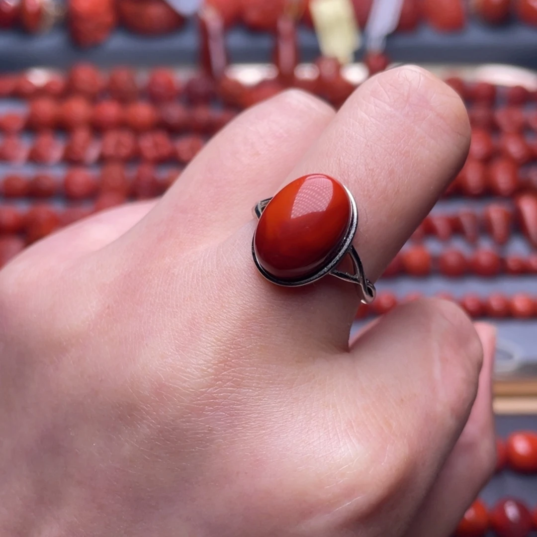 南红玛瑙未镶嵌其他W精品瓦西锦红双色满肉女戒