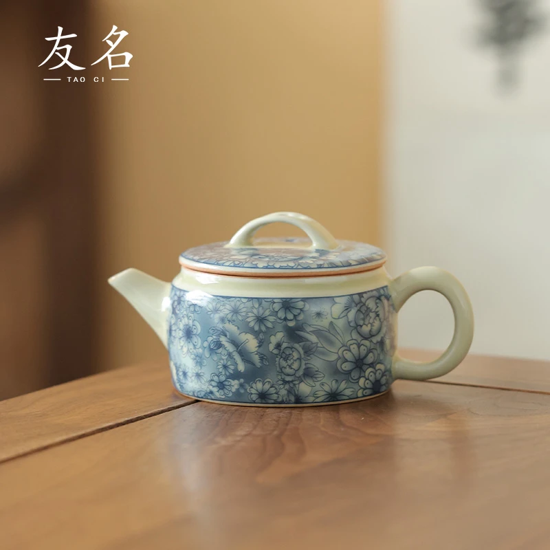 扬名茶器陶瓷复古老陶泥万花汉瓦壶家用泡茶壶-3848（直播专享）