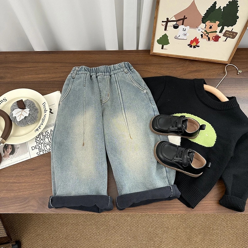 儿童牛仔裤2024年新款韩版牛仔加绒牛仔裤BMD3802