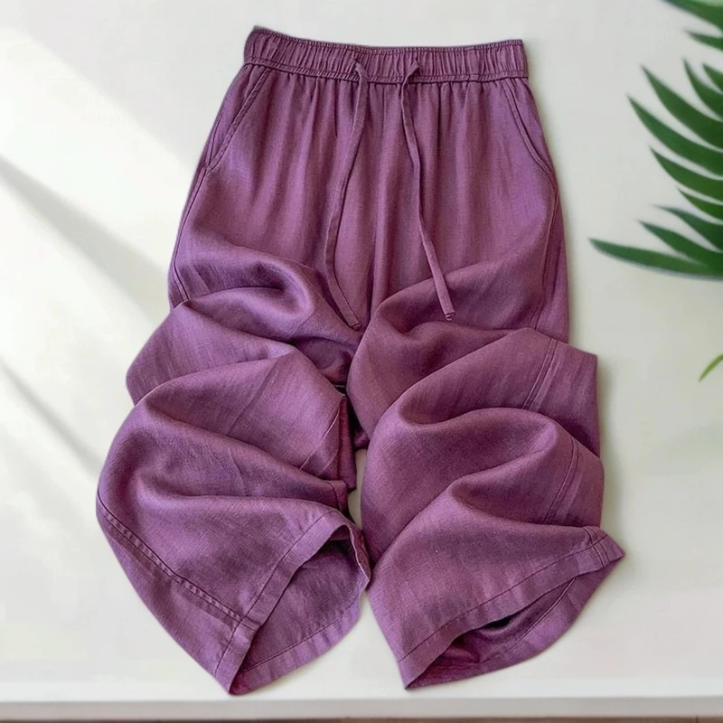 2025夏季薄款大码女装垂感阔腿休闲裤梨形身材显瘦高腰宽松拖地裤