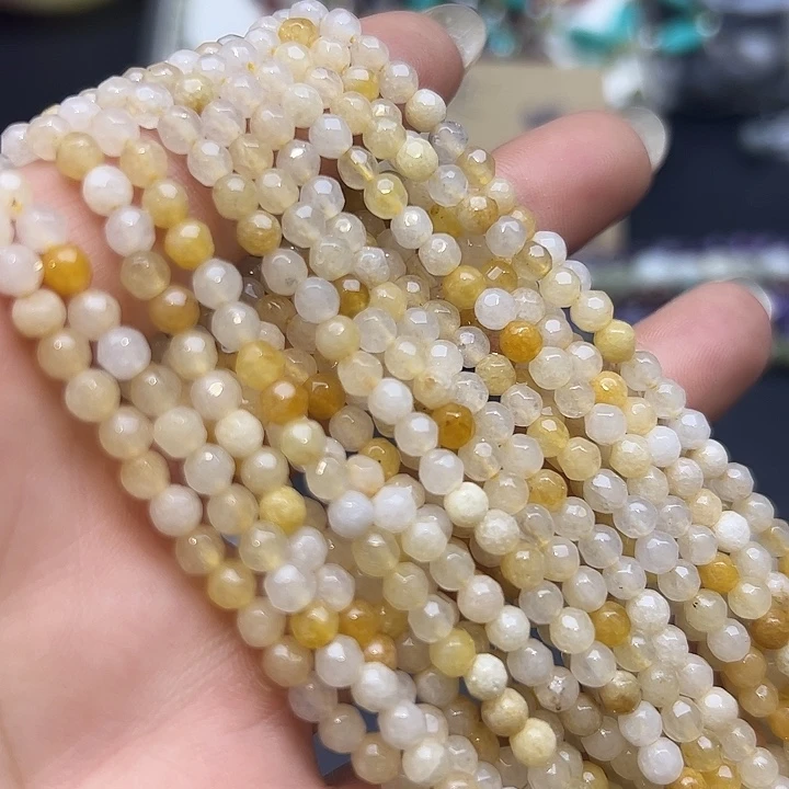 玛瑙/玉髓未镶嵌珠宝半成品T217  4m天然全丝玉刻面一条