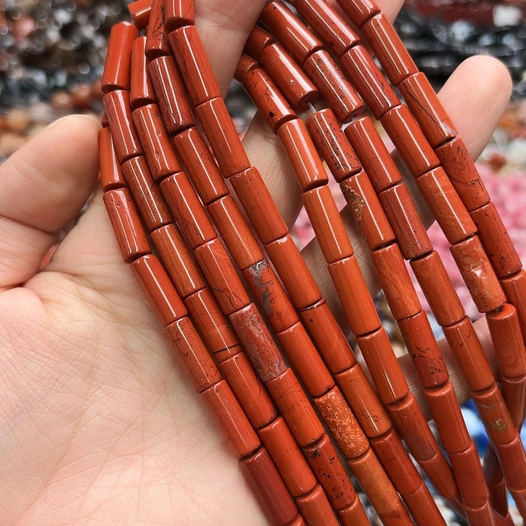 玛瑙/玉髓未镶嵌珠宝半成品6×16红石圆管一条