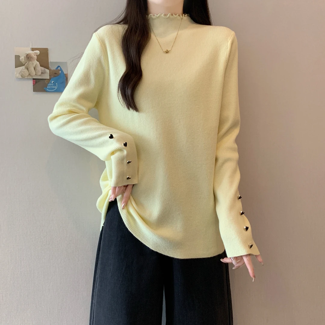 秋冬新款宽松半高领针织衫上衣女微胖mm显瘦减龄高级感打底衫毛衣
