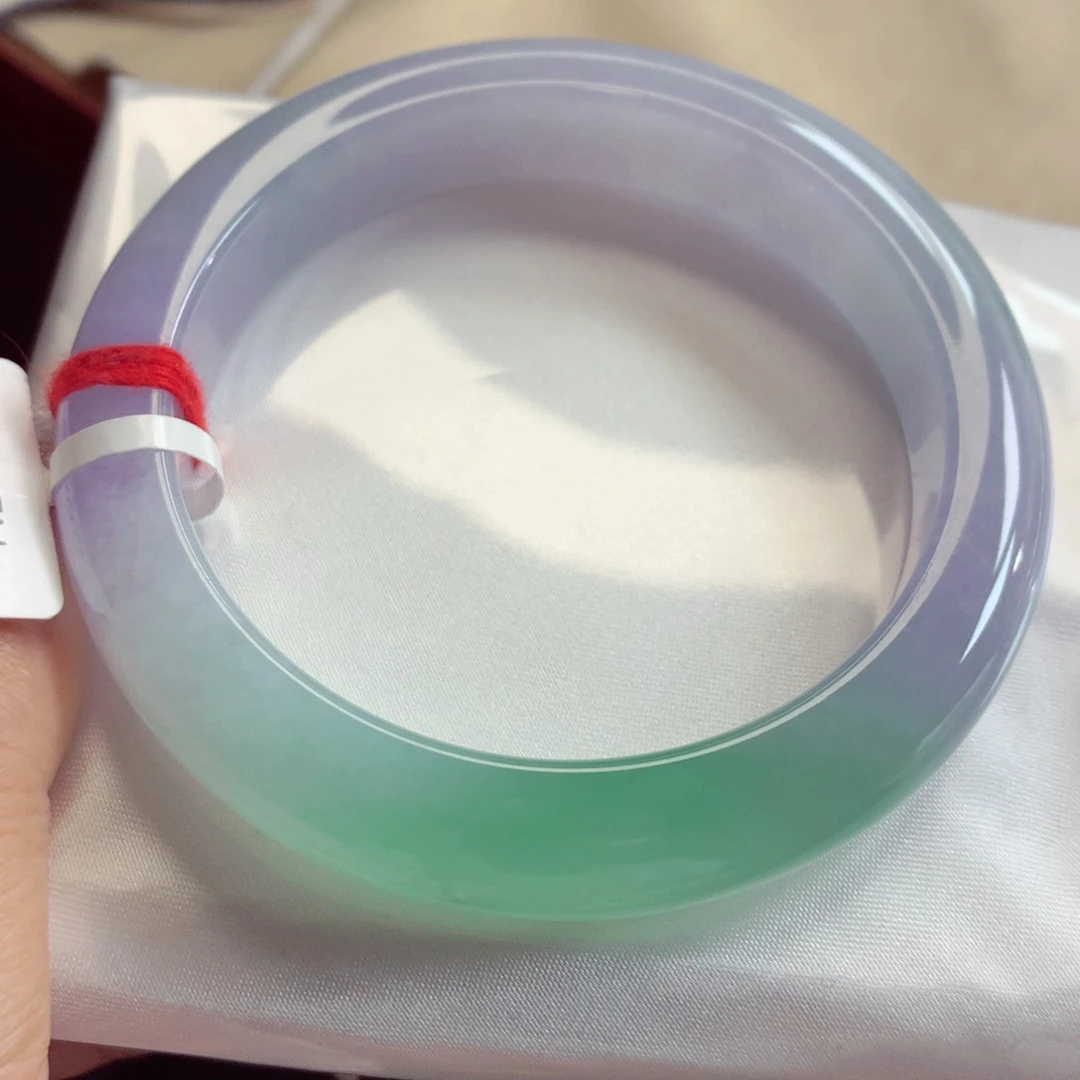 未镶嵌手镯翡翠59圈紫底飘冰绿（50号）